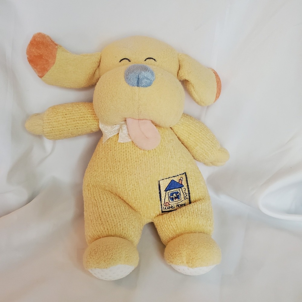 Carters Emu Namae Going Home Yellow Plush Puppy Dog‎ Baby Rattle Vintage 2000